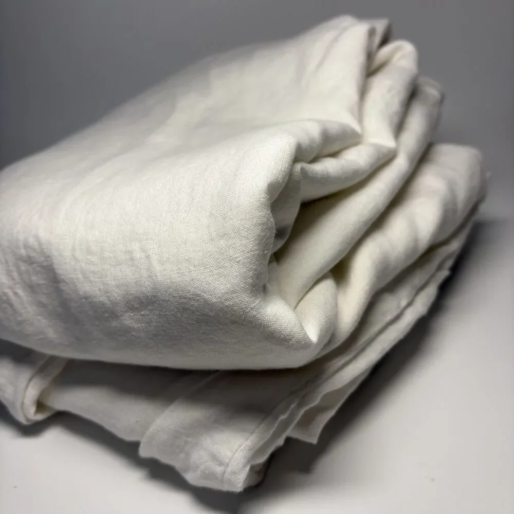 RESTORATION HARDWARE Stonewashed Belgium Linen Full Queen Duvet White
